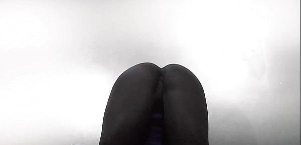  big clit black girl shows her wet pussy upskirt